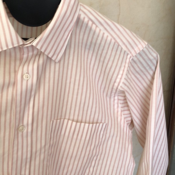 Boys red!pink & white striped button up dress shirt. Size 20- neck 14 1/2” - Picture 9 of 16
